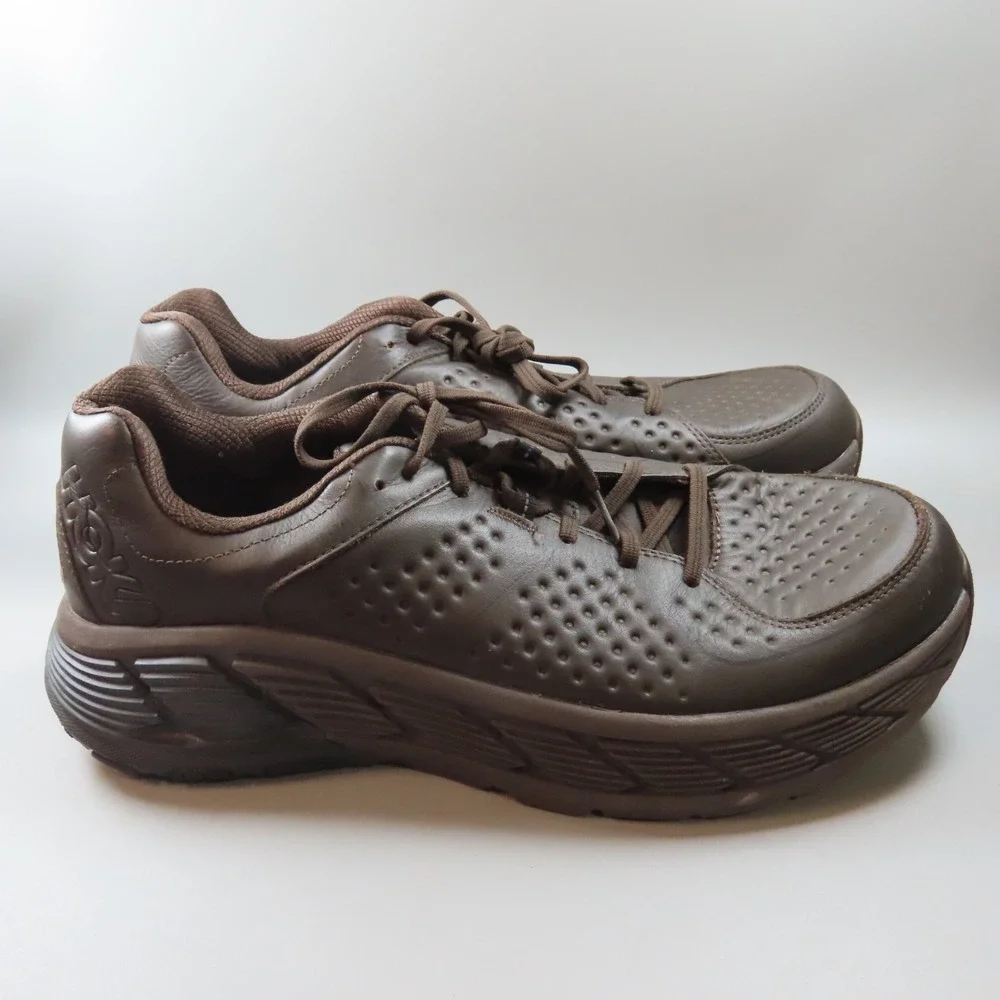 Size 12.5‎ (2E)- Hoka One One Gaviota LTR Wide Brown Leather EUC!